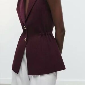 Zara Sleeveless Blazer Vest - Deep Plum